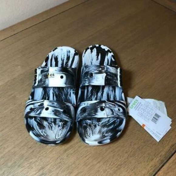CROCS Shoes - NWT Crocs Classic Crocs Marbled Sandal Unisex Black/White ~ Size 6 Men/8 Women
